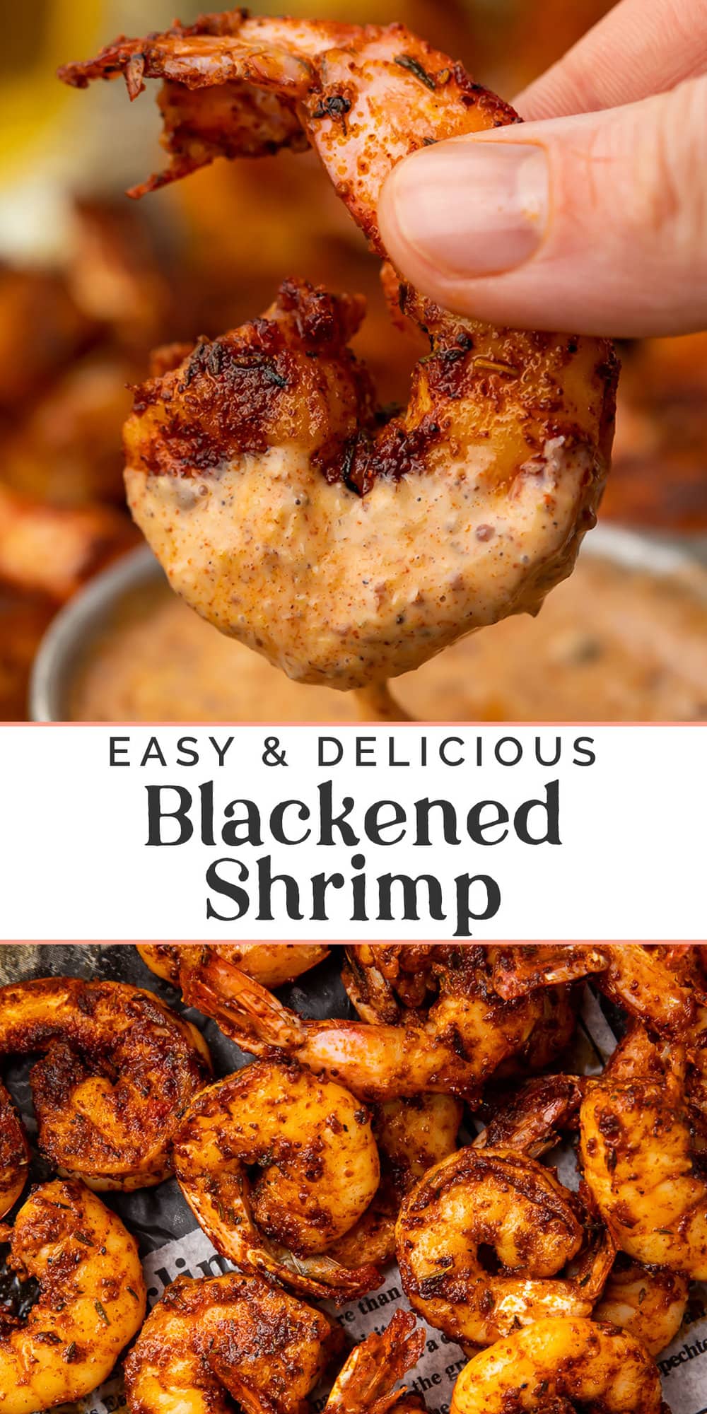 Pin graphic for Blackened Shrimp.