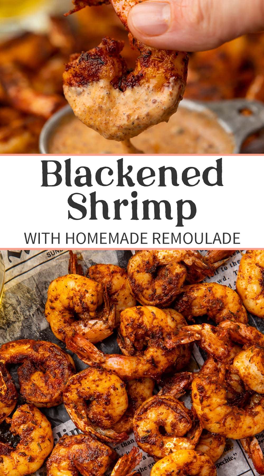 Pin graphic for Blackened Shrimp.