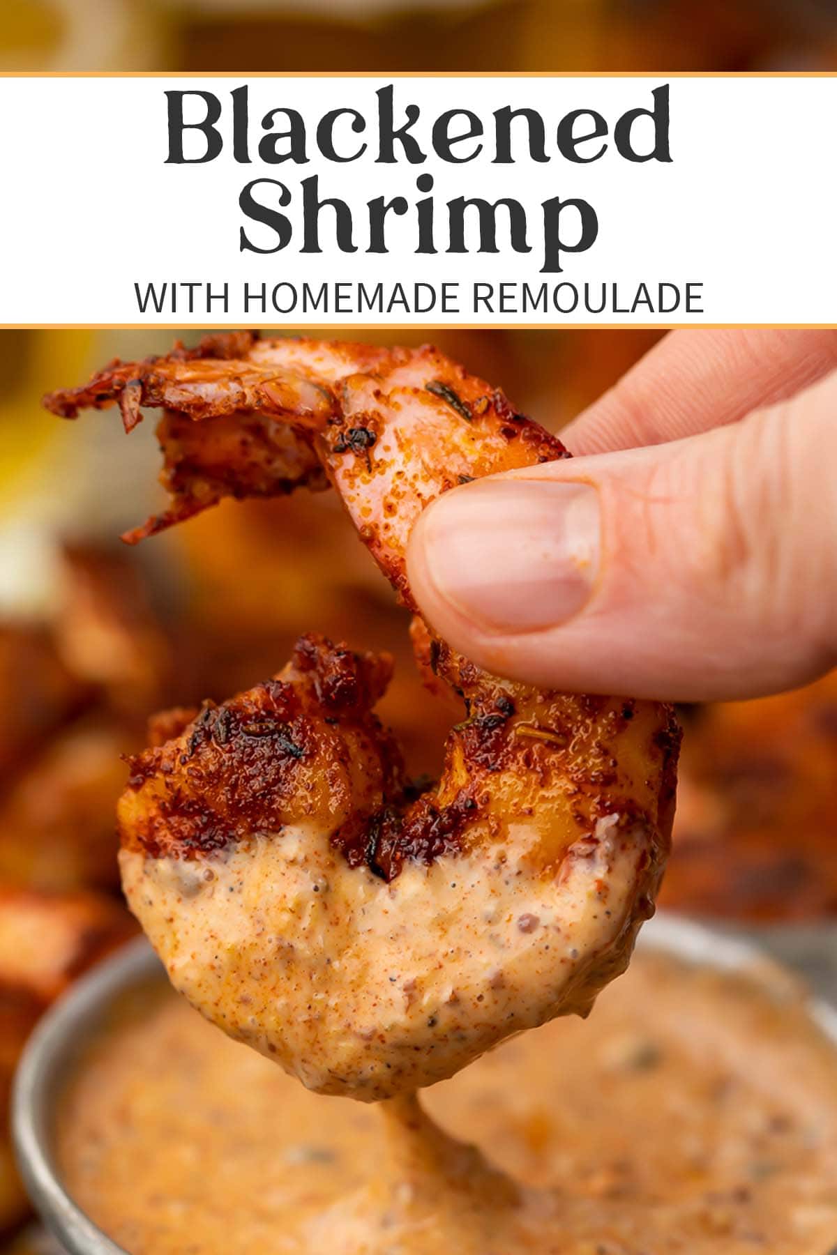 Pin graphic for Blackened Shrimp.