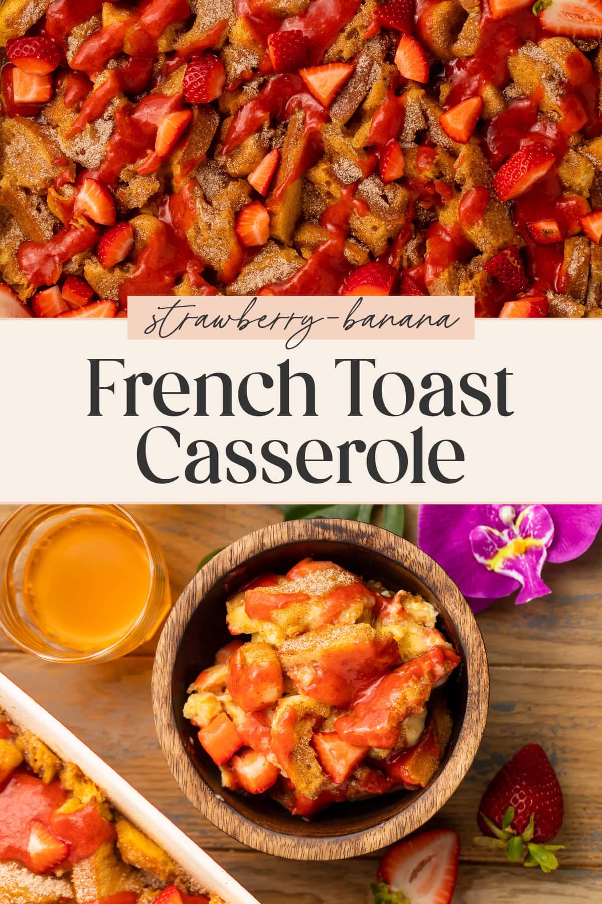 Pin graphic for Tonga Toast french toast casserole.