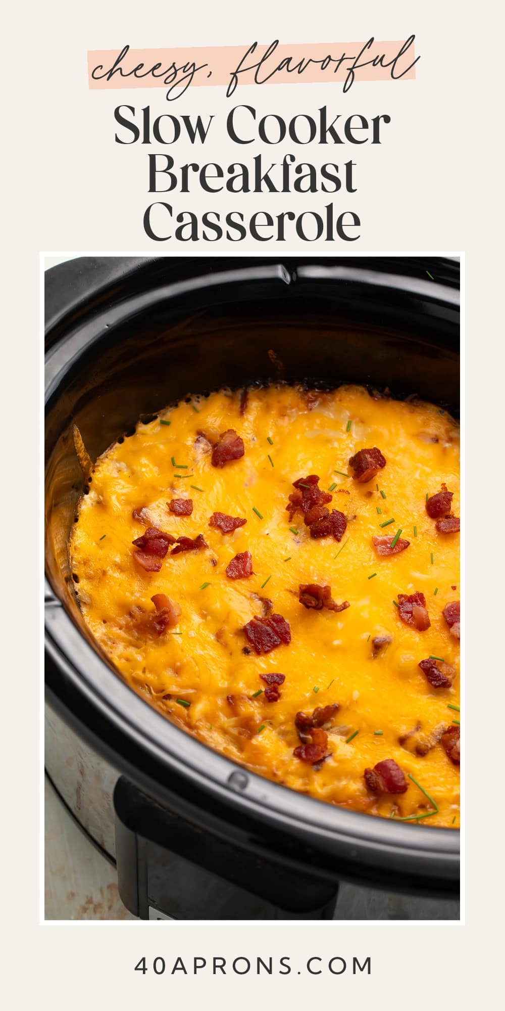 Pin graphic for Crockpot breakfast casserole.