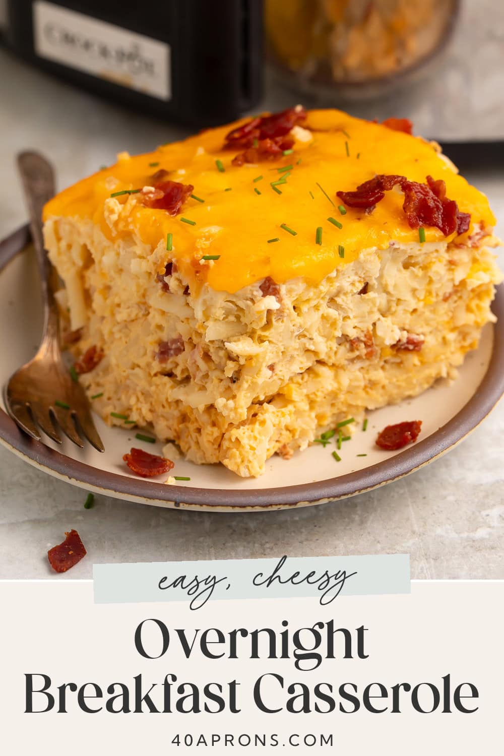 Pin graphic for Crockpot breakfast casserole.