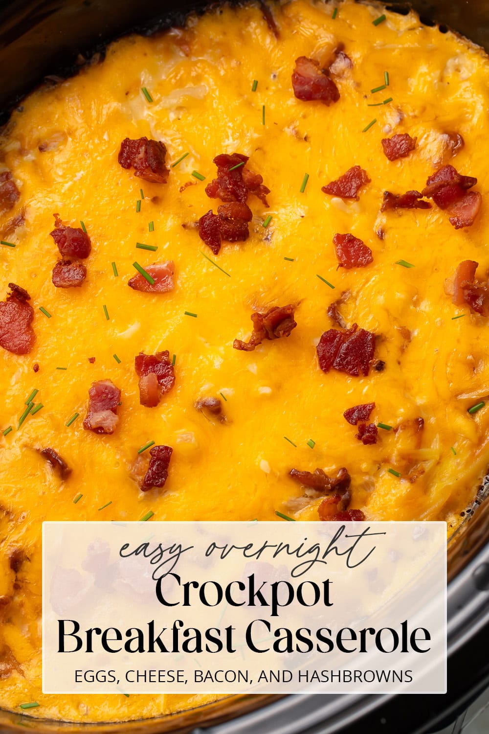 Pin graphic for Crockpot breakfast casserole.