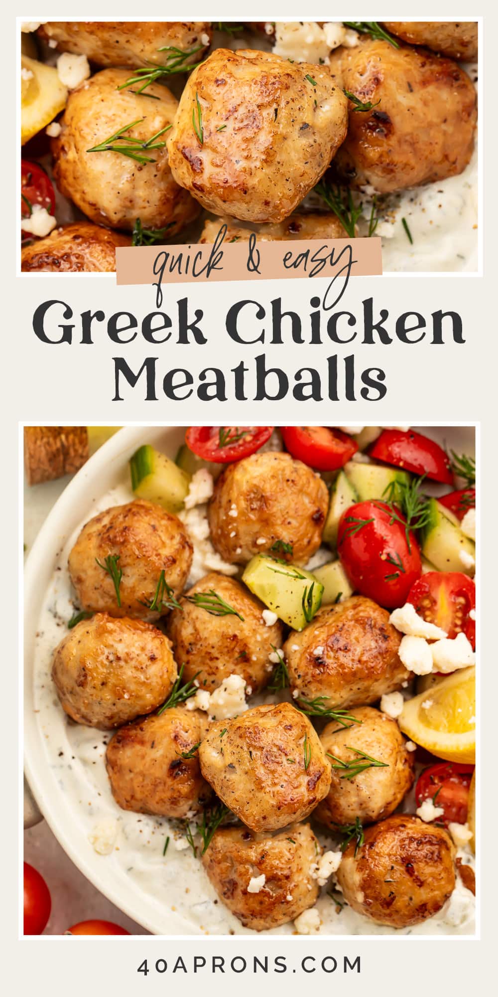 Pin graphic for Greek chicken meatballs.