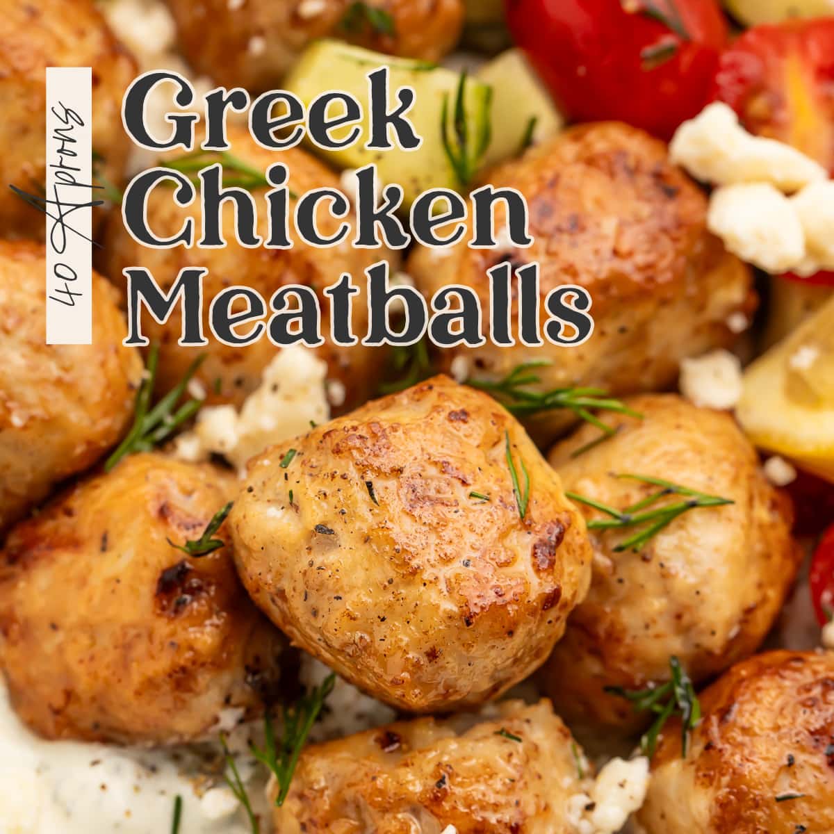 Pin graphic for Greek chicken meatballs.