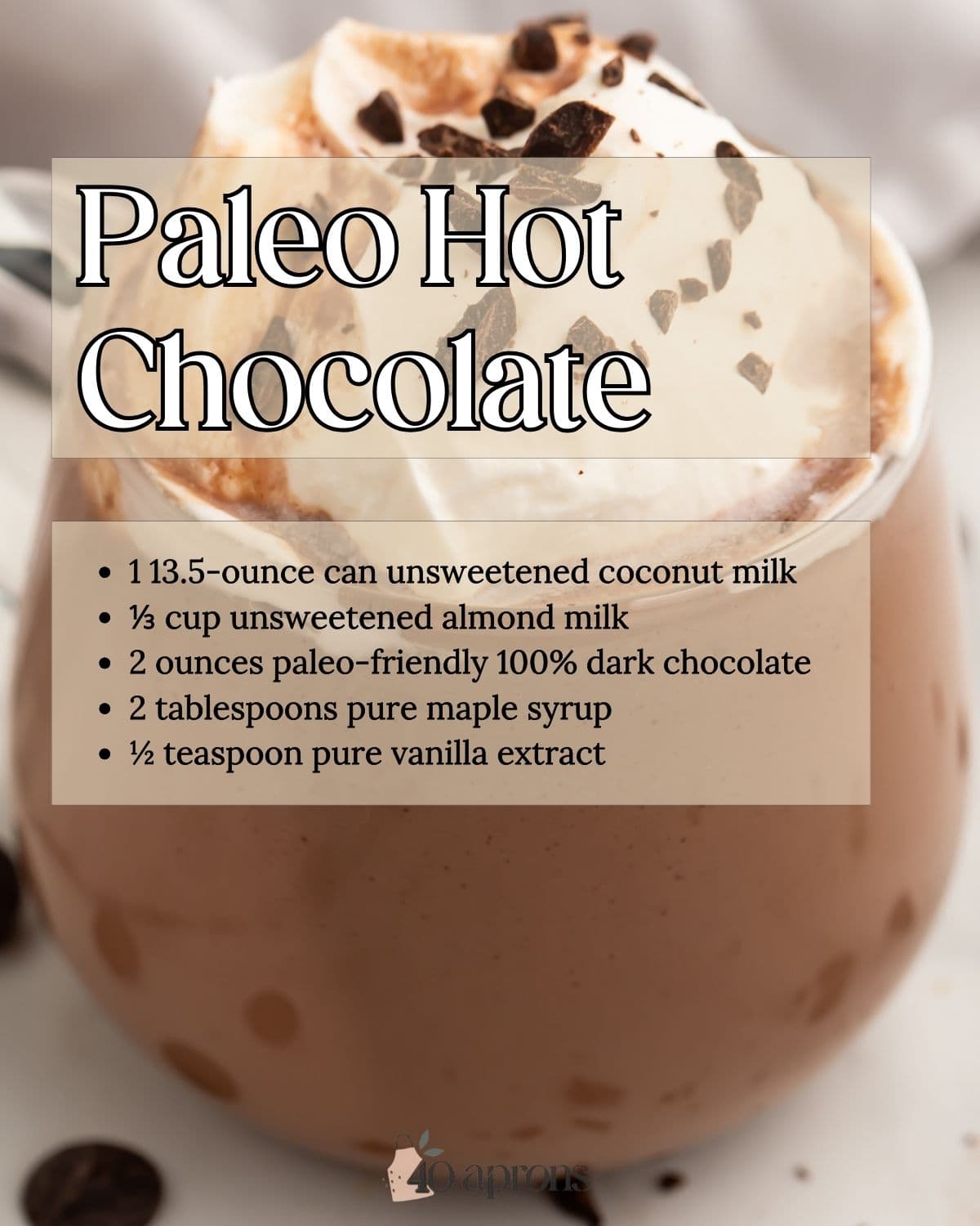 Pin graphic for paleo hot chocolate.