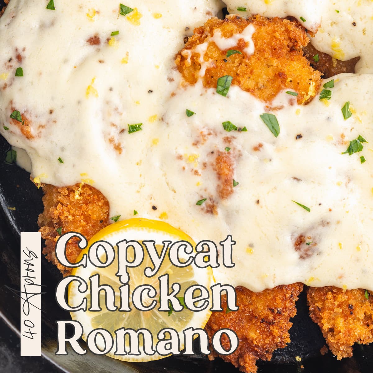 Pin graphic for chicken romano.