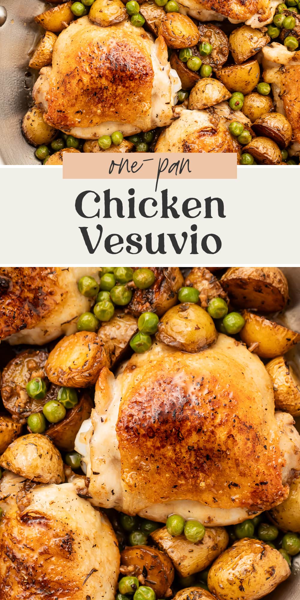 Pin graphic for chicken vesuvio.