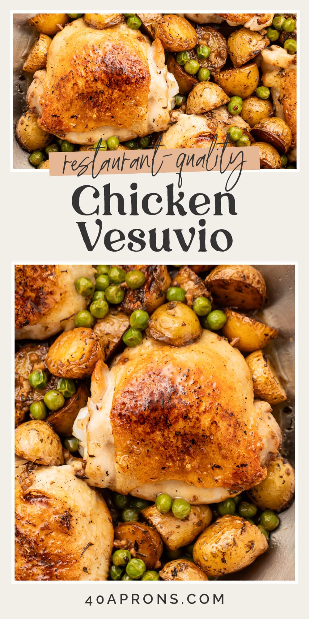 Pin graphic for chicken vesuvio.