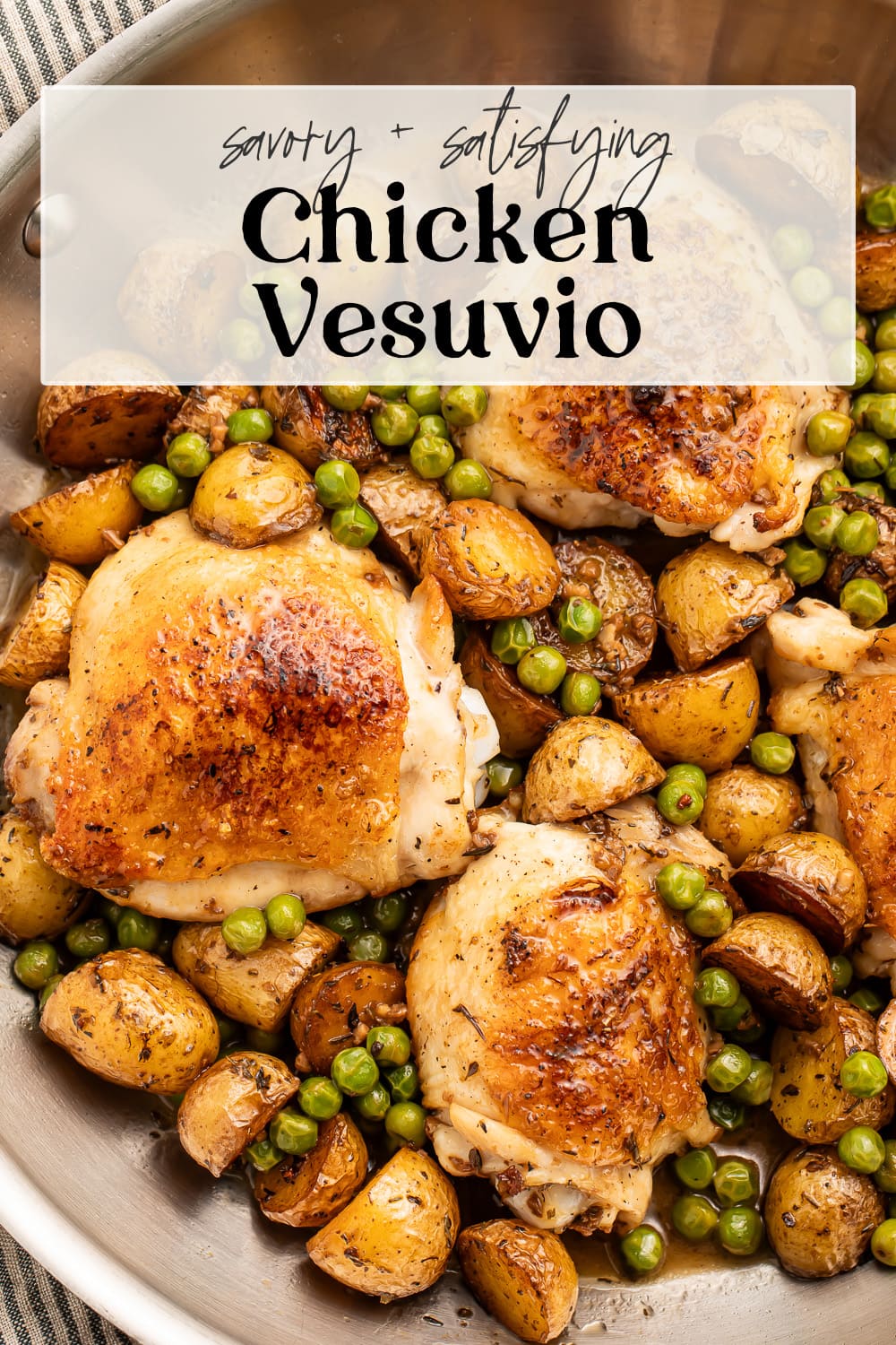 Pin graphic for chicken vesuvio.