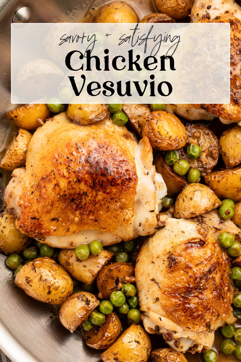 Pin graphic for chicken vesuvio.