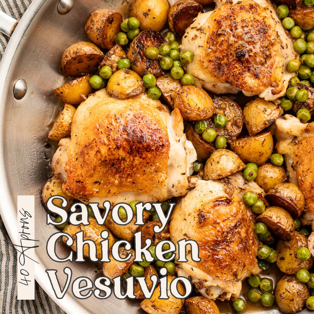 Pin graphic for chicken vesuvio.