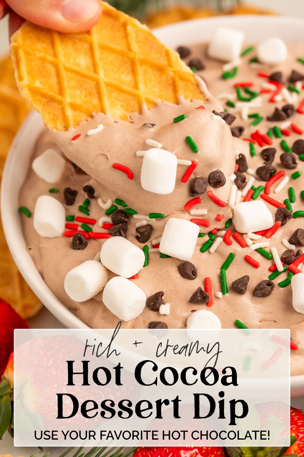 Pin graphic for hot cocoa dip.