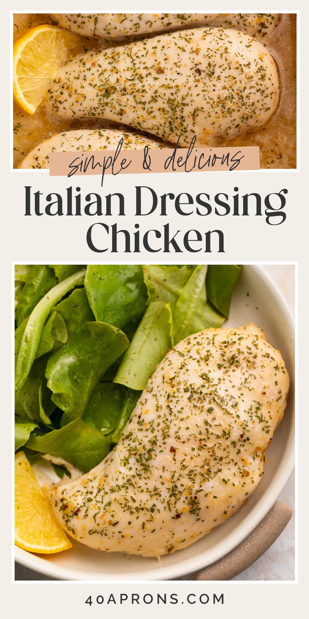 Pin graphic for Italian dressing chicken.