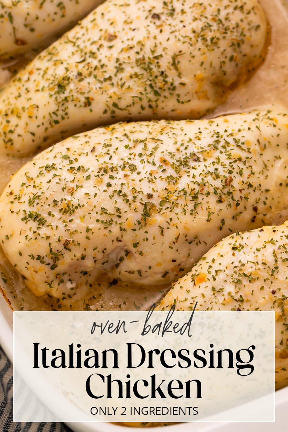 Pin graphic for Italian dressing chicken.