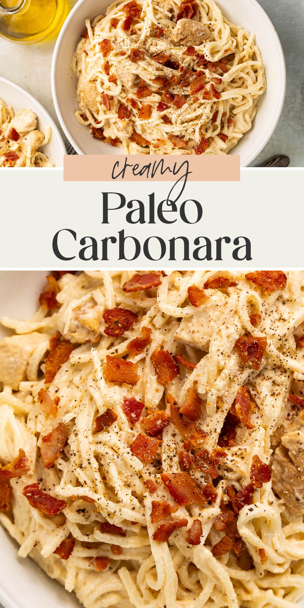 Pin graphic for paleo carbonara.