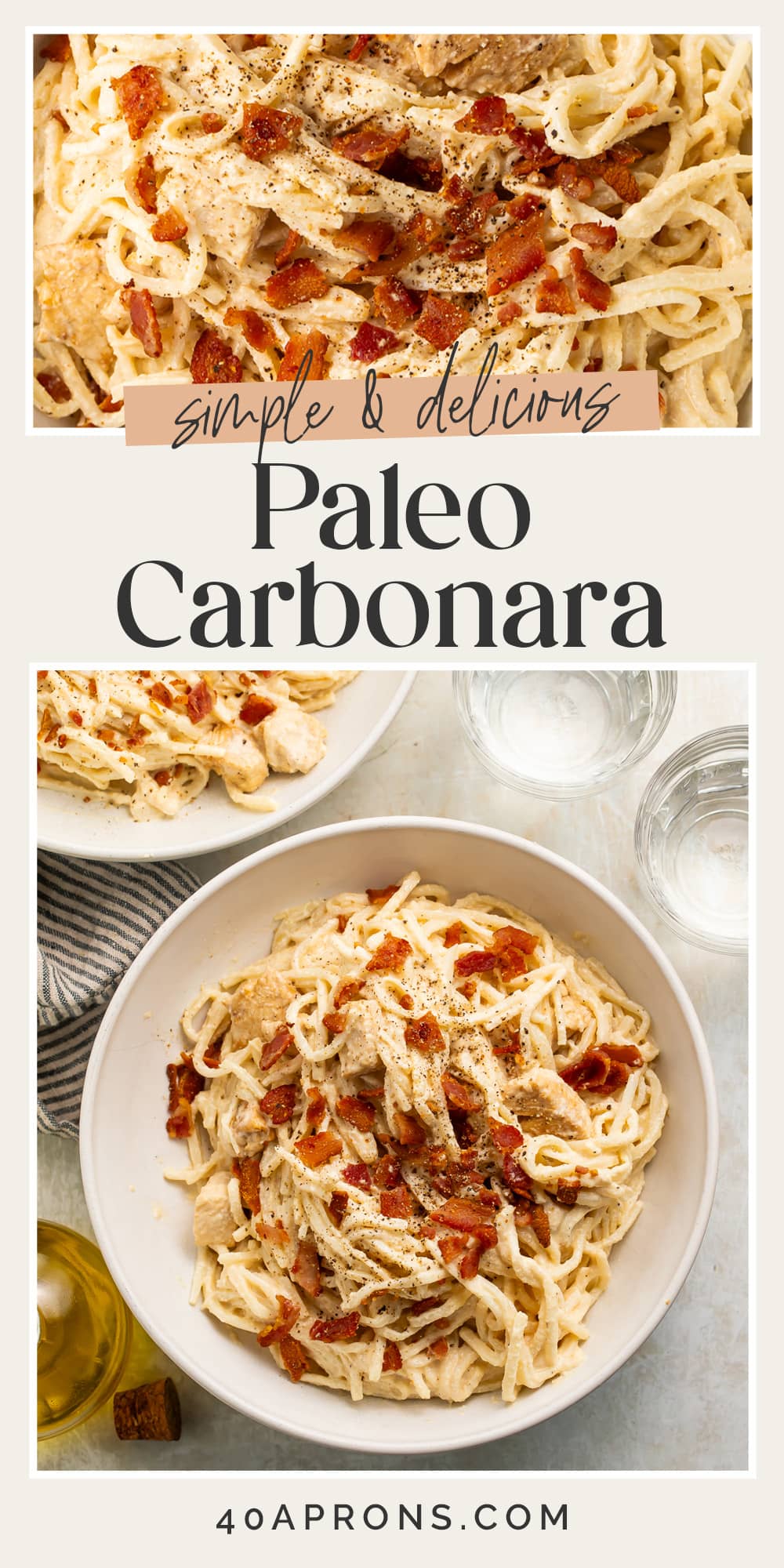 Pin graphic for paleo carbonara.