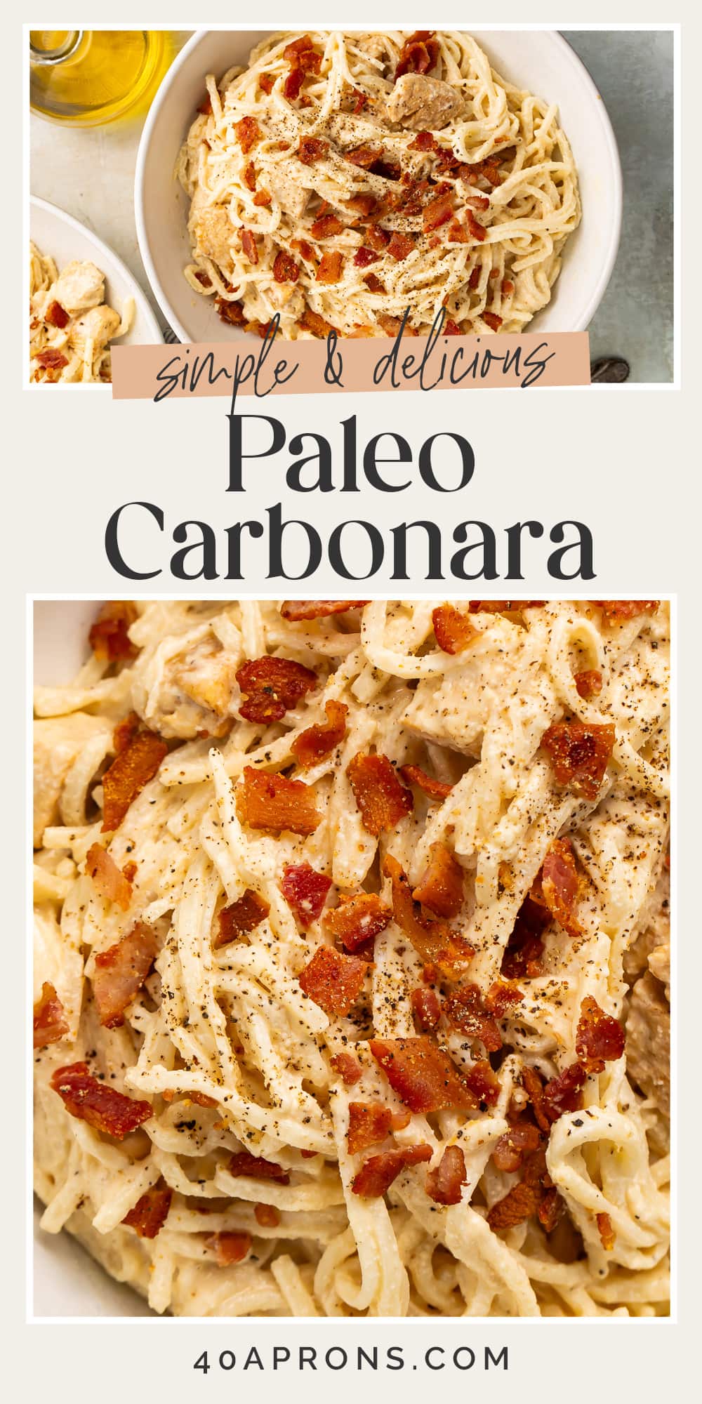 Pin graphic for paleo carbonara.