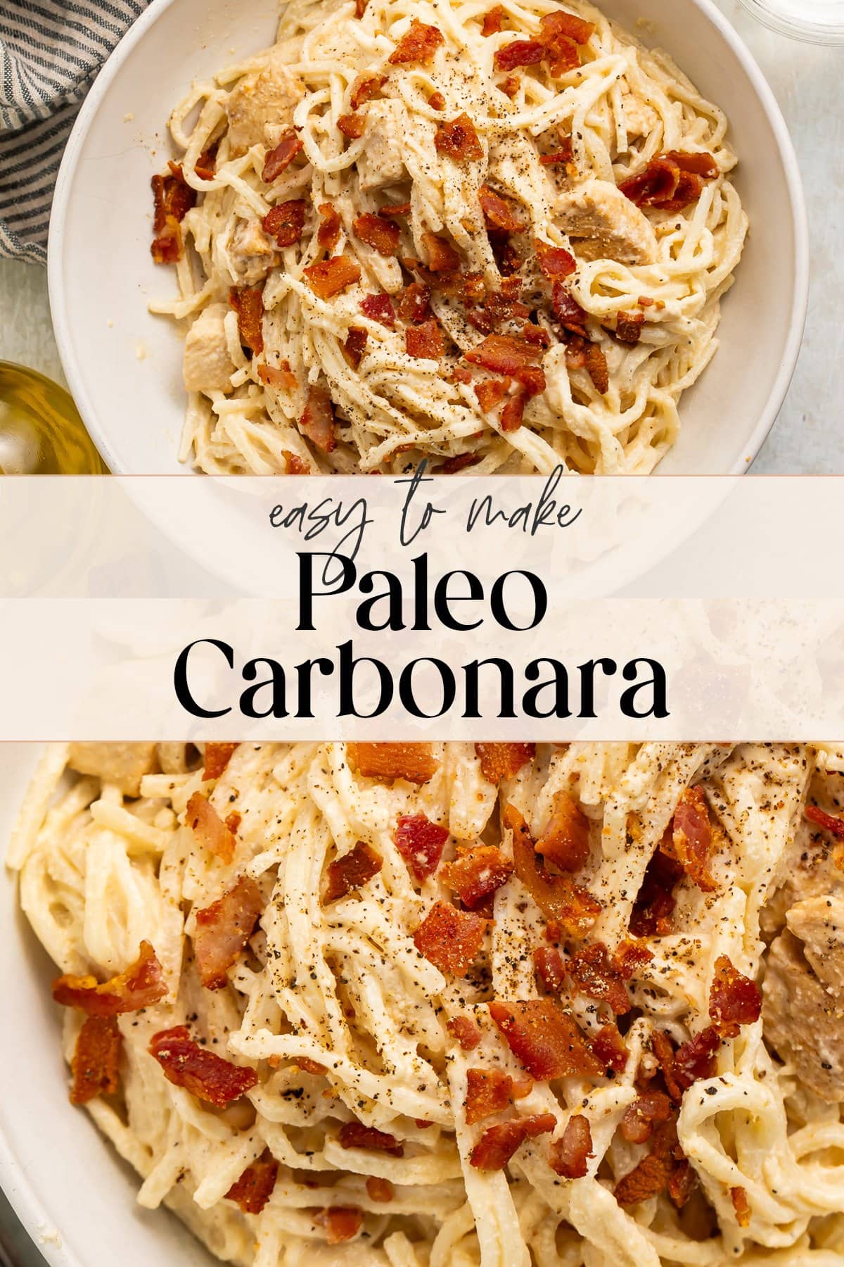 Pin graphic for paleo carbonara.