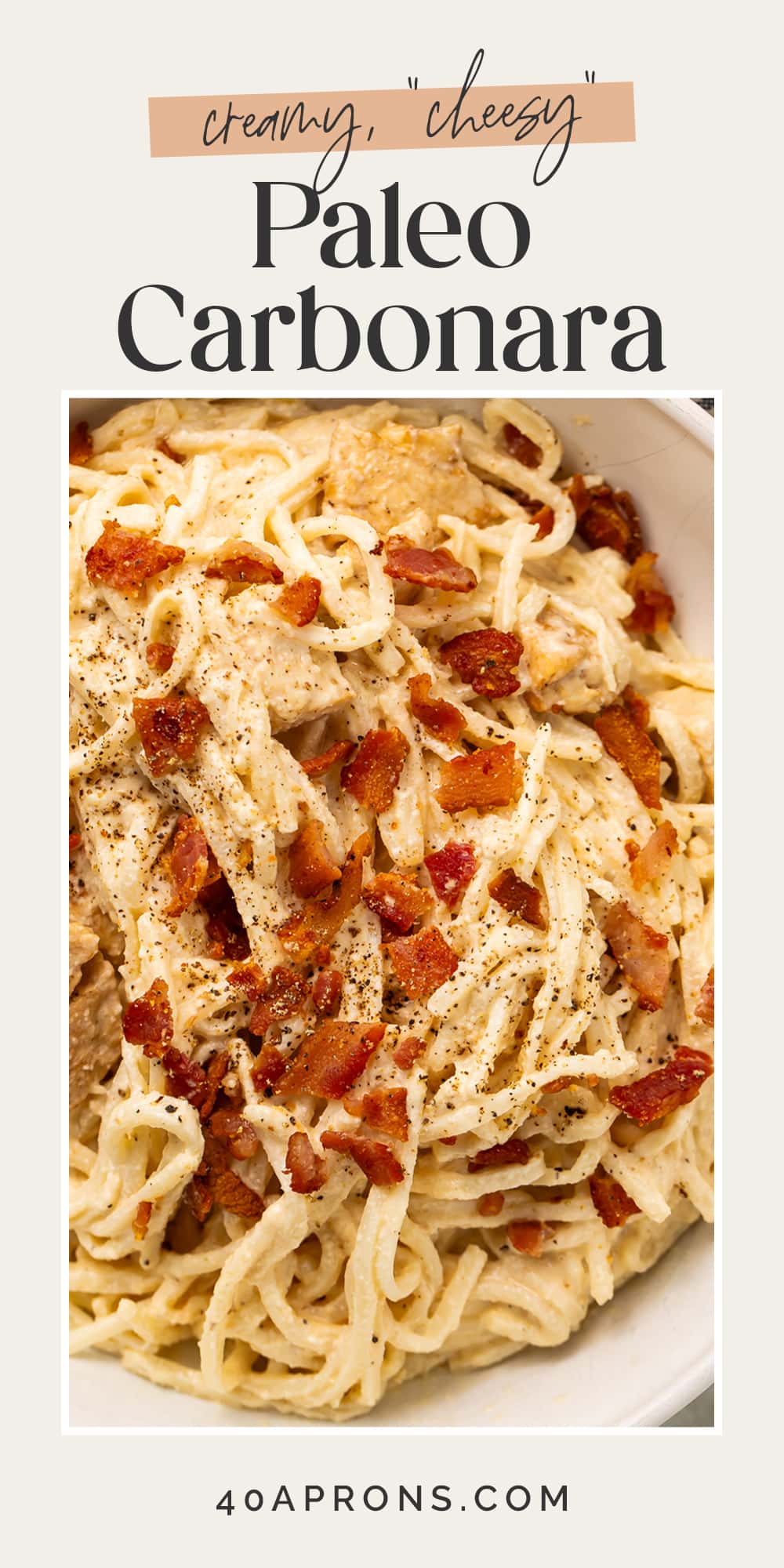 Pin graphic for paleo carbonara.