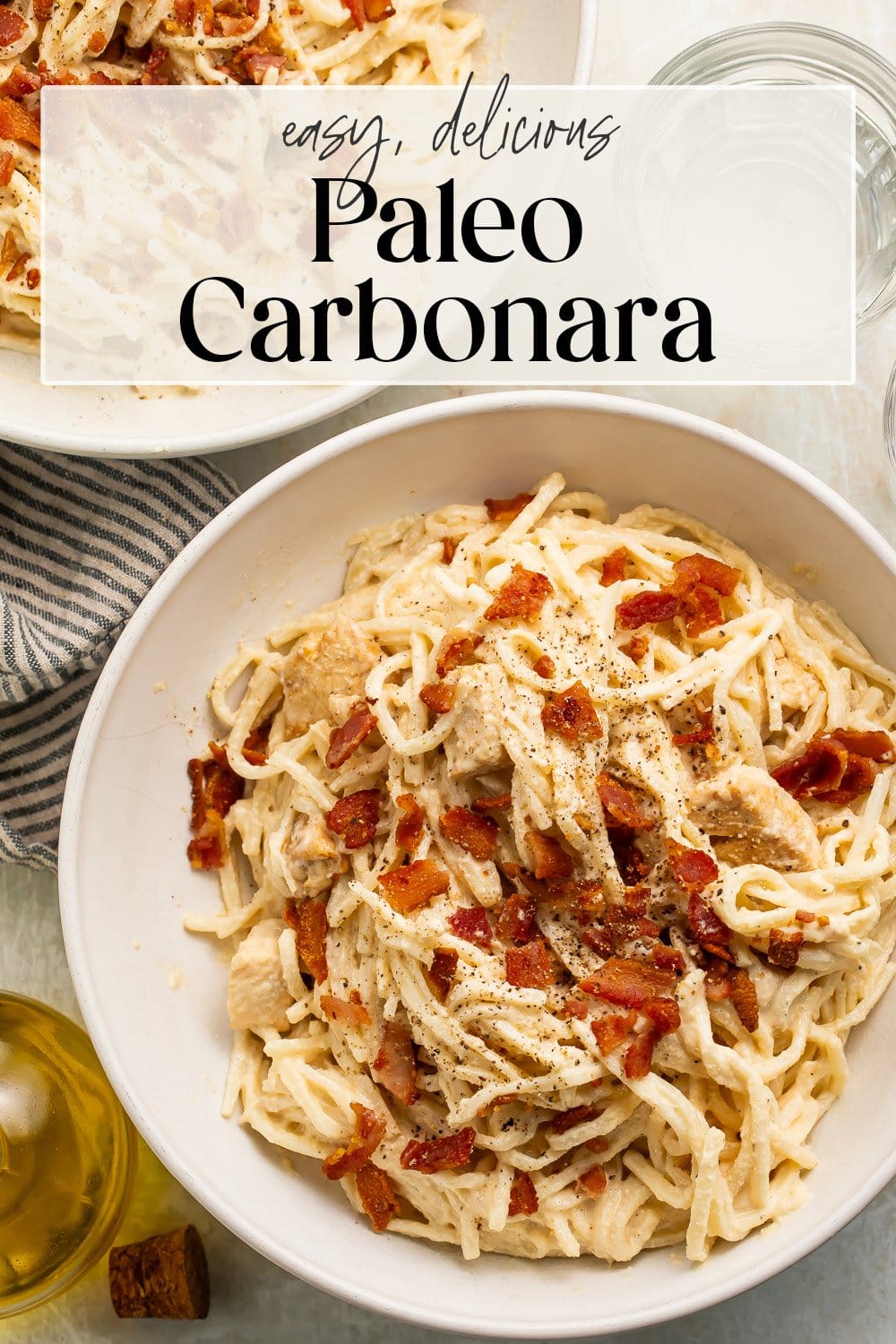 Pin graphic for paleo carbonara.