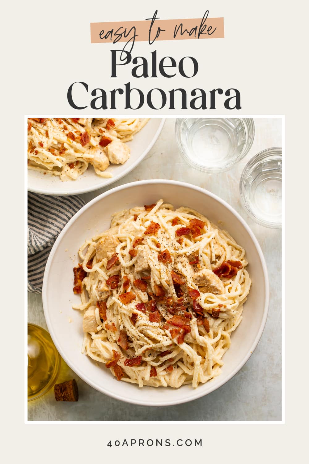 Pin graphic for paleo carbonara.