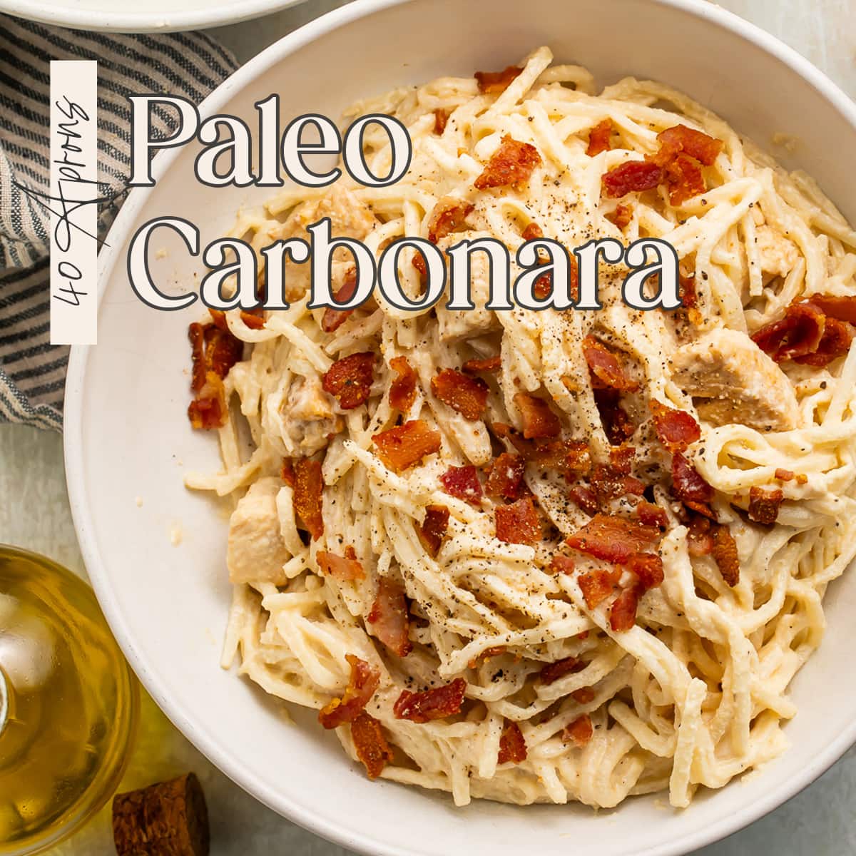 Pin graphic for paleo carbonara.