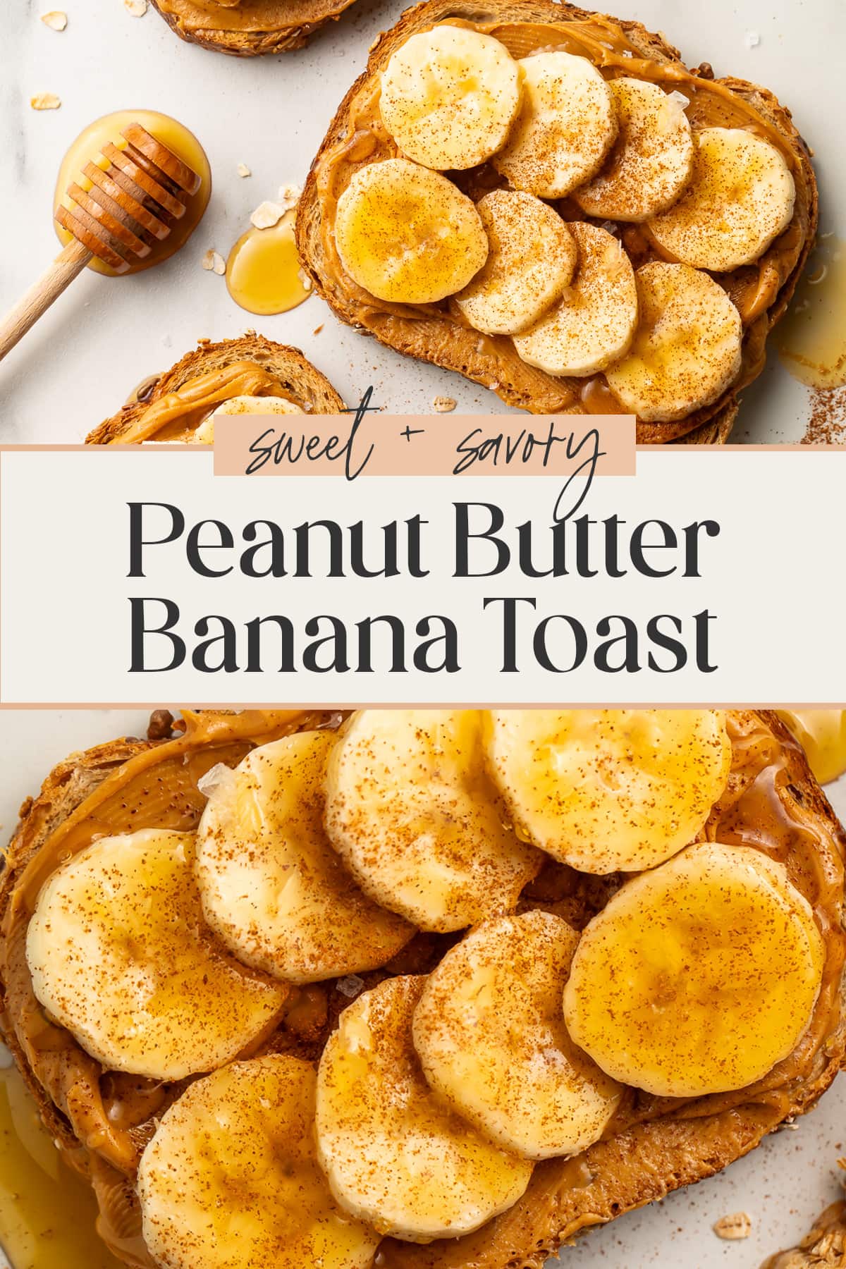 Pin graphic for peanut butter banana toast.