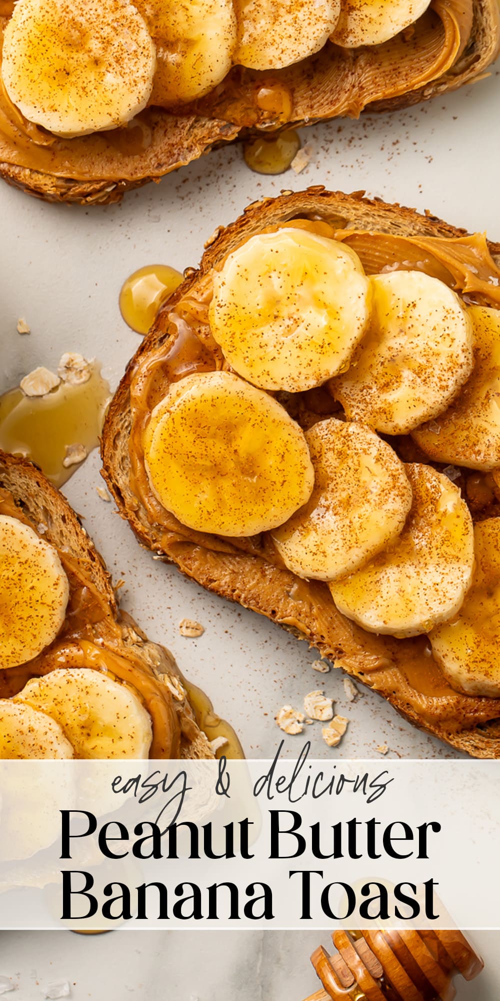 Pin graphic for peanut butter banana toast.