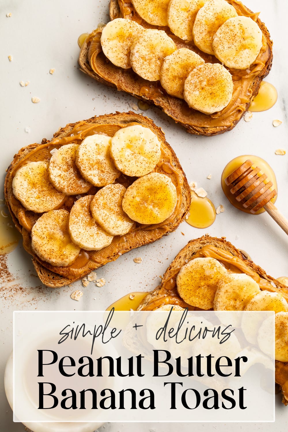 Pin graphic for peanut butter banana toast.