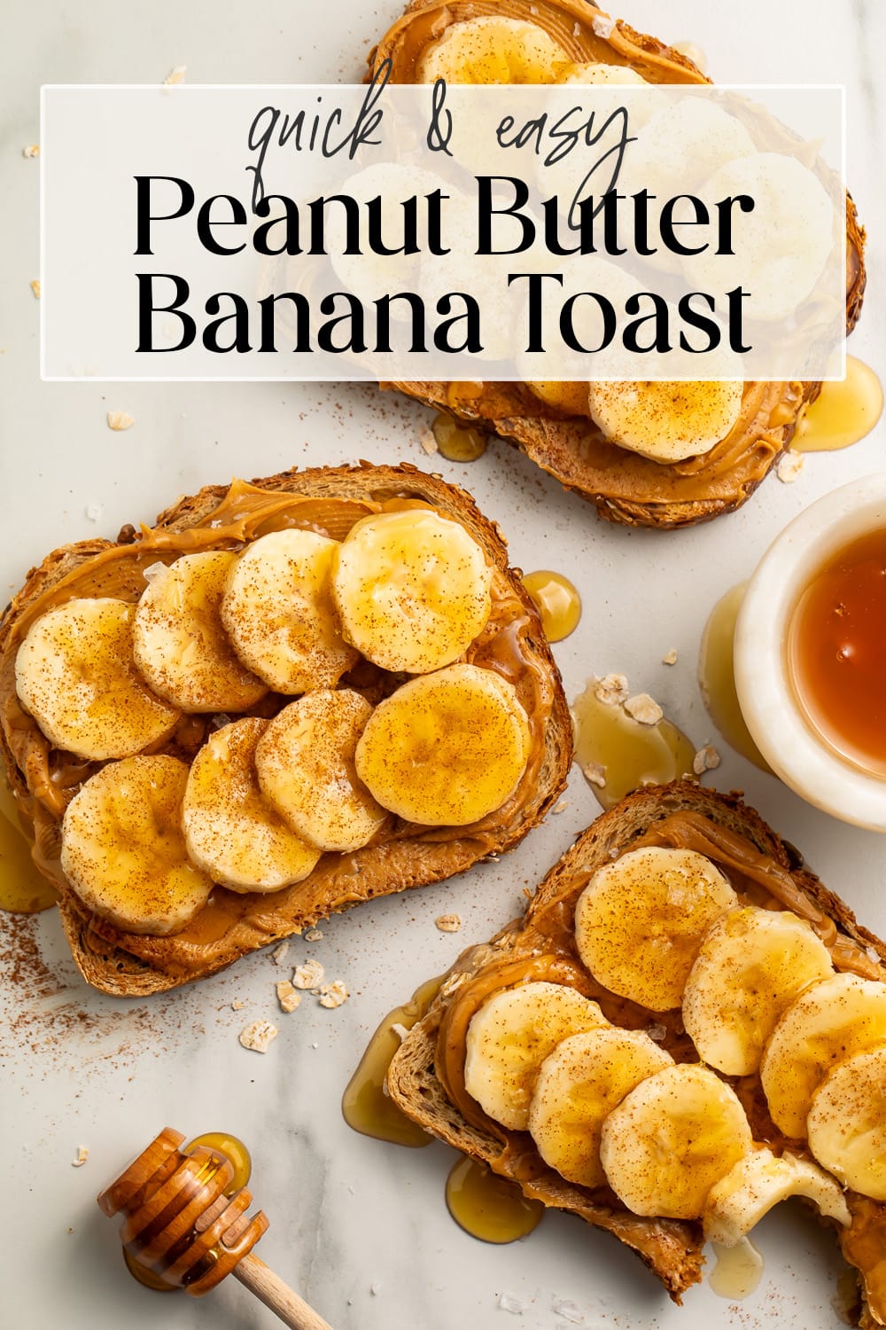 Pin graphic for peanut butter banana toast.