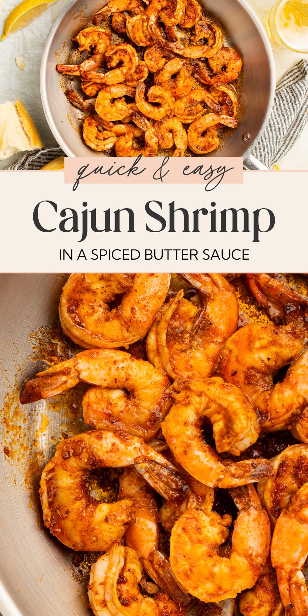 Pin graphic for Cajun shrimp.