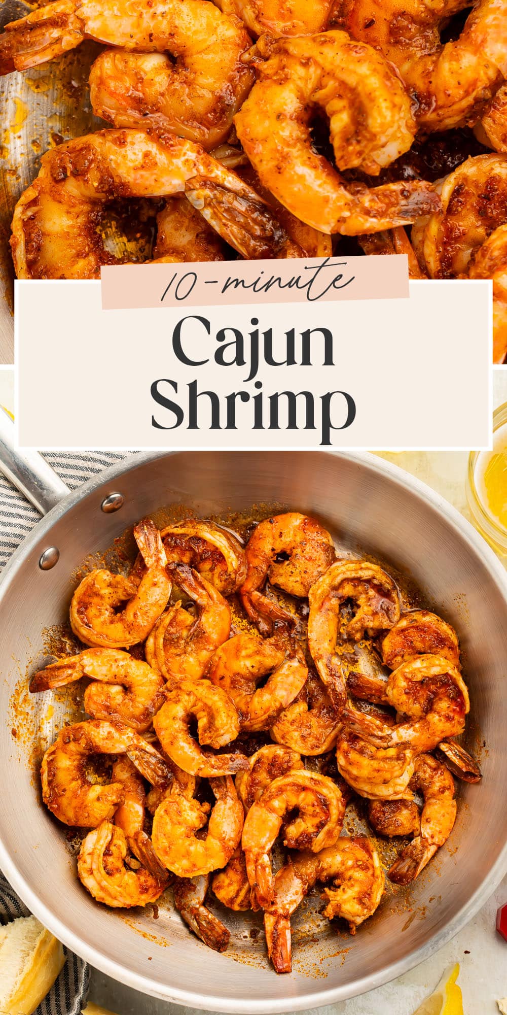 Pin graphic for Cajun shrimp.