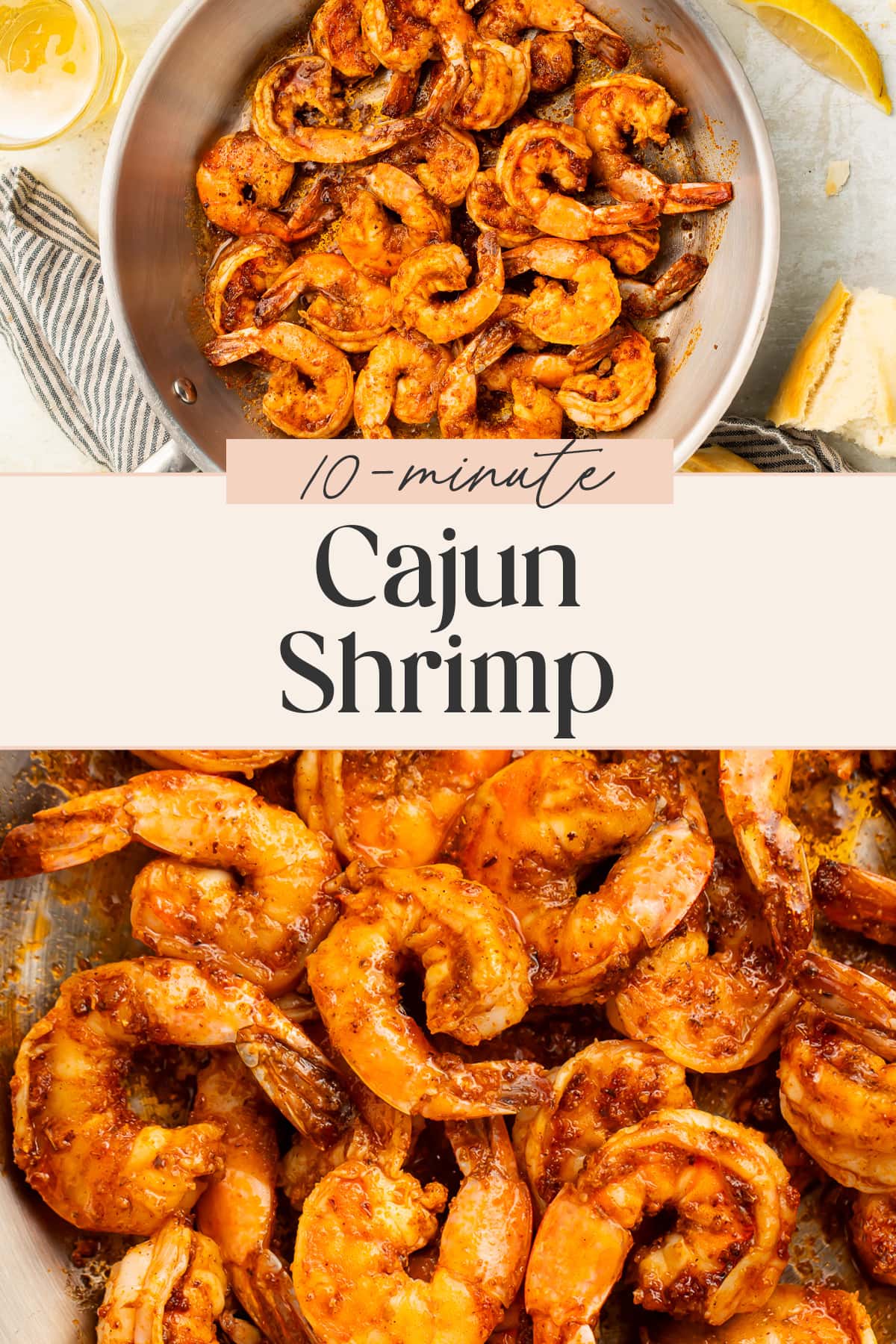 Pin graphic for Cajun shrimp.