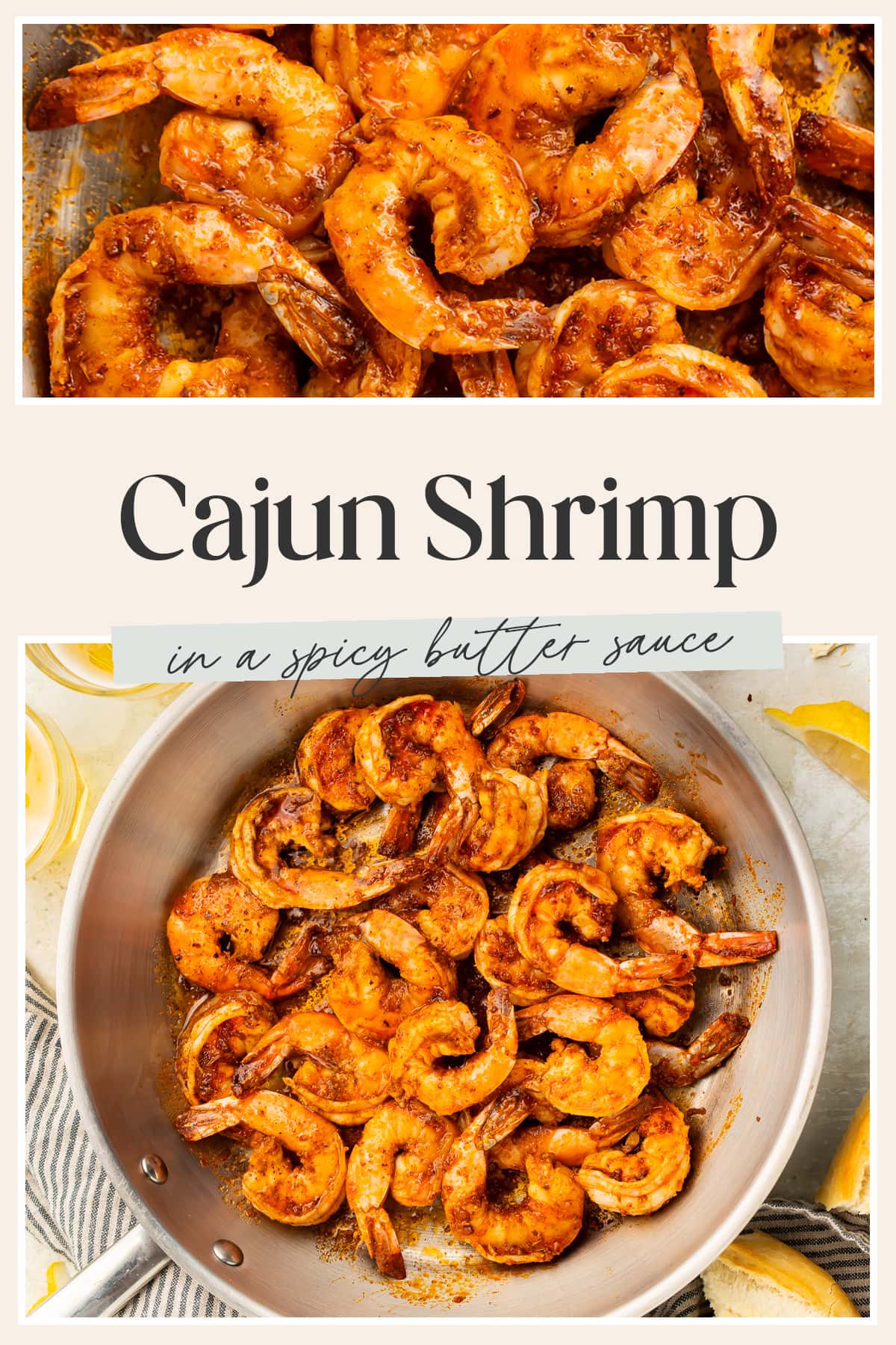 Pin graphic for Cajun shrimp.