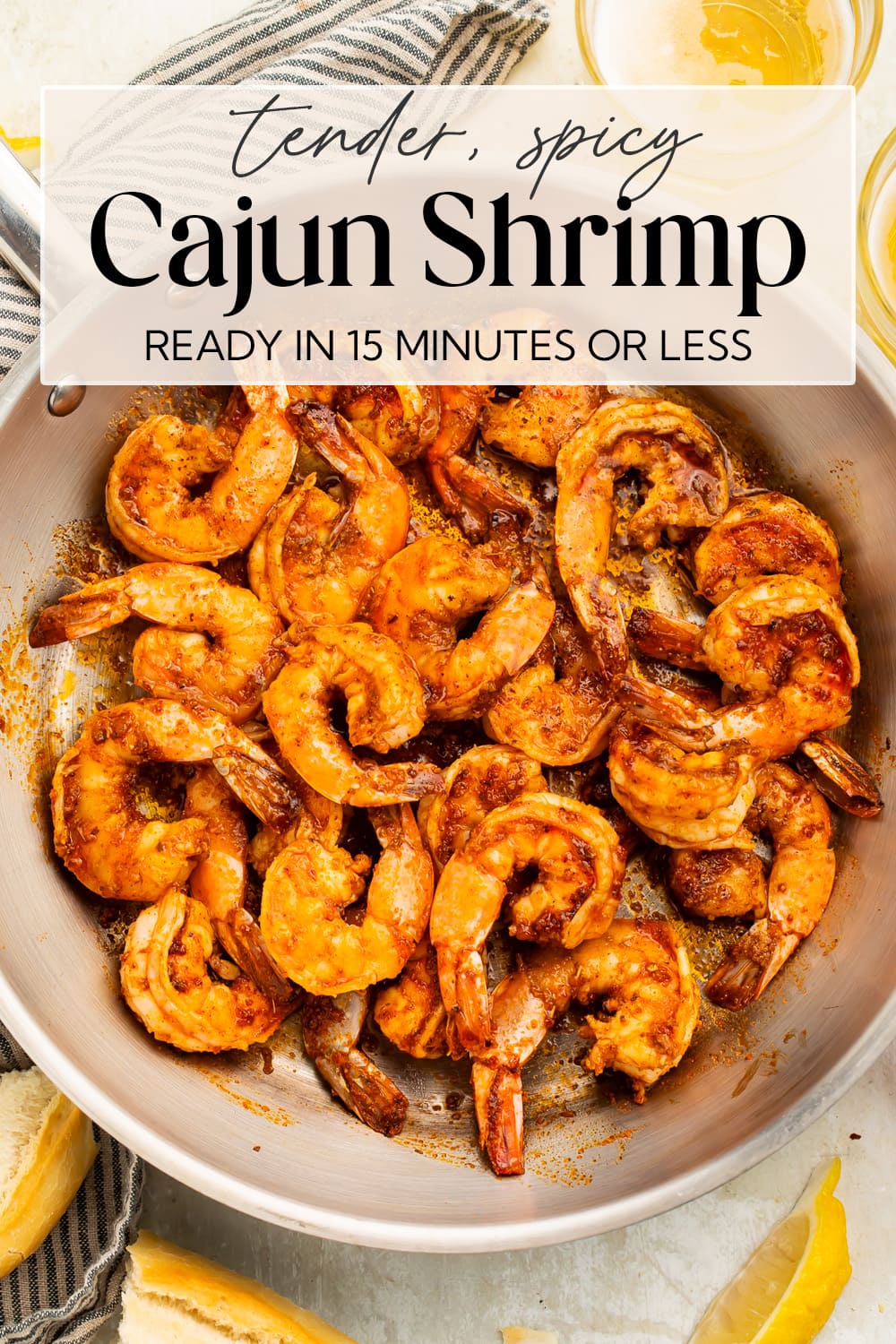 Pin graphic for Cajun shrimp.