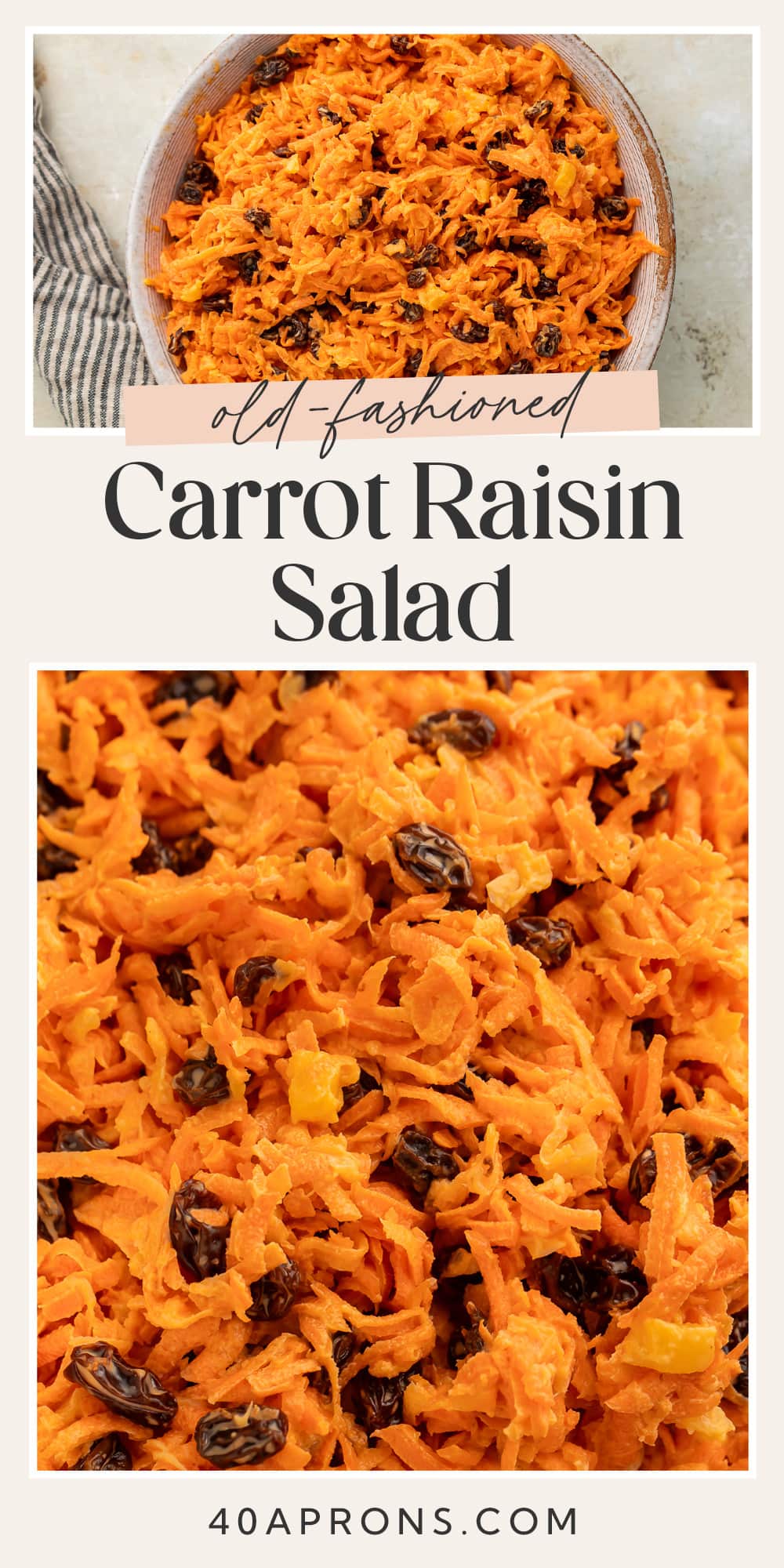 Pin graphic for carrot raisin salad.