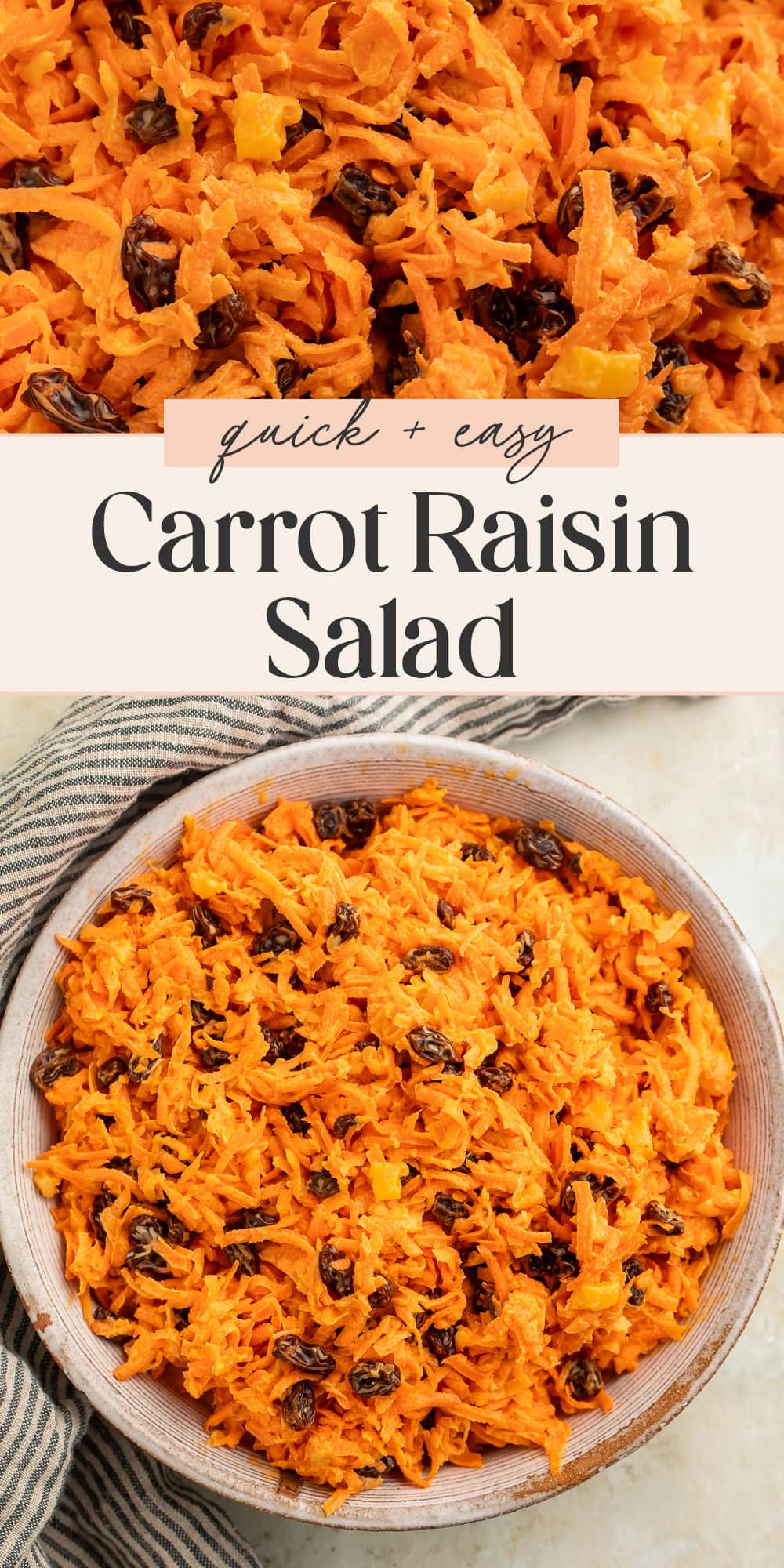 Pin graphic for carrot raisin salad.