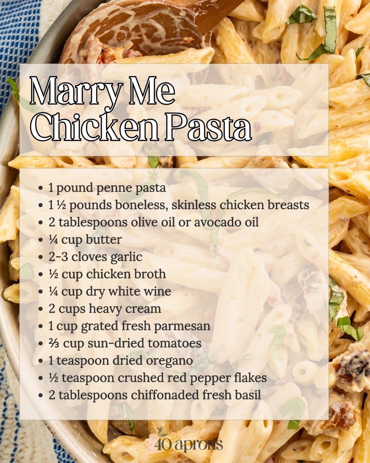 Pin graphic for marry me chicken pasta.