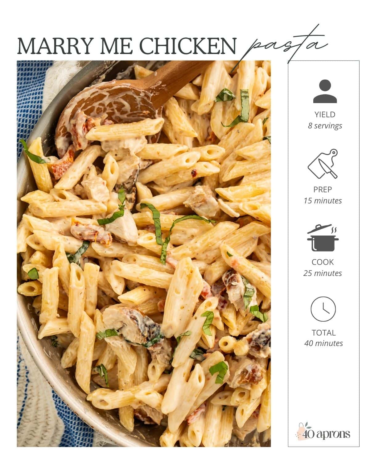 Pin graphic for marry me chicken pasta.