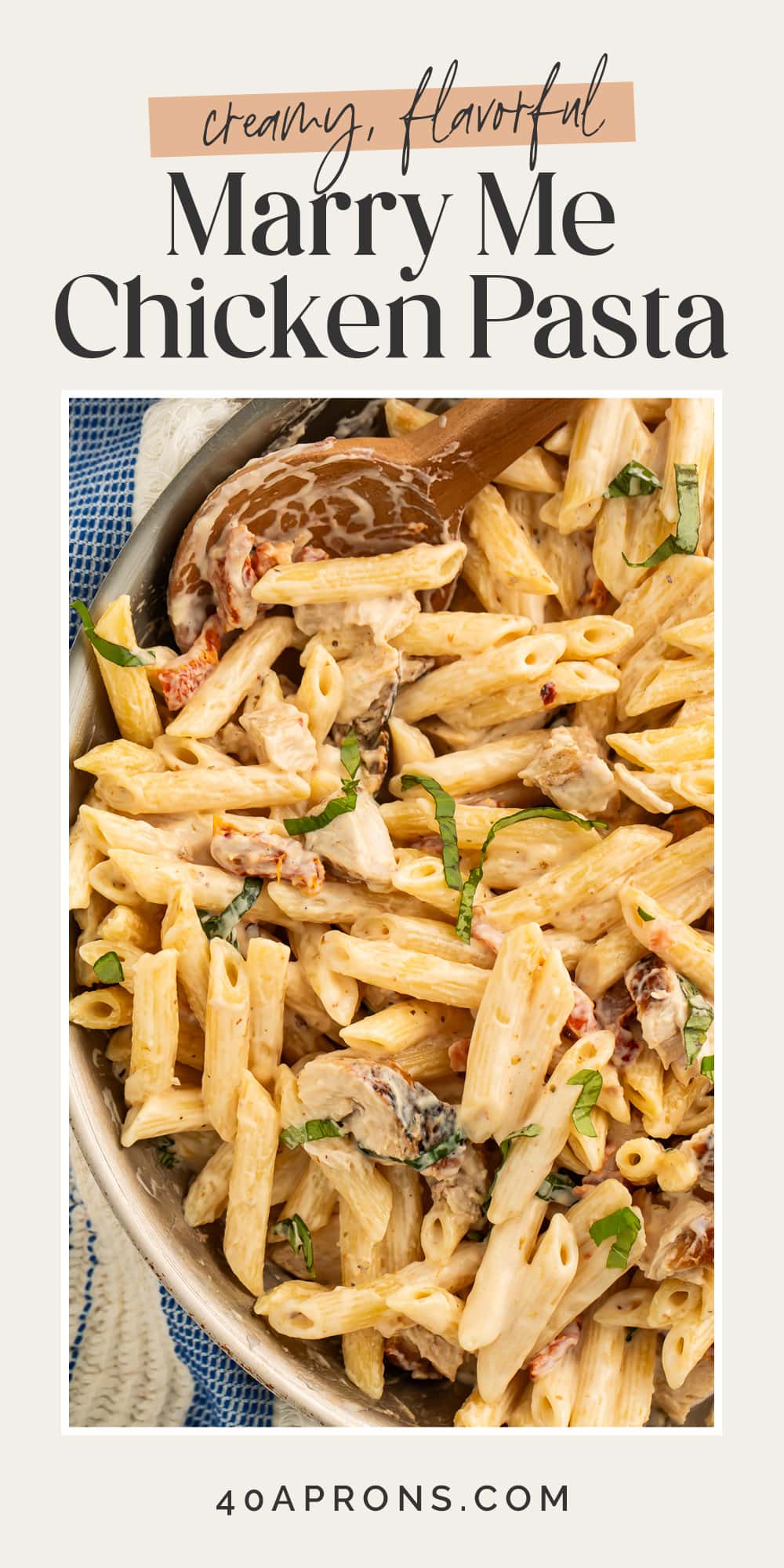 Pin graphic for marry me chicken pasta.