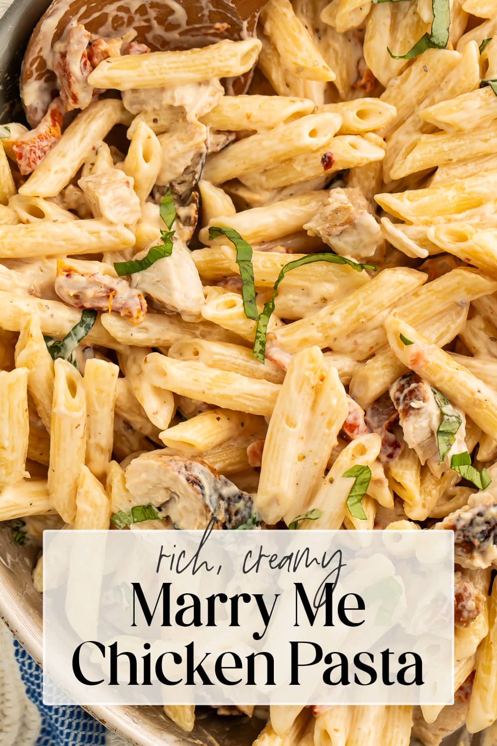 Pin graphic for marry me chicken pasta.