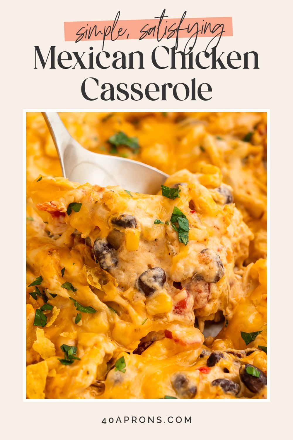 Pin graphic for Mexican chicken casserole.