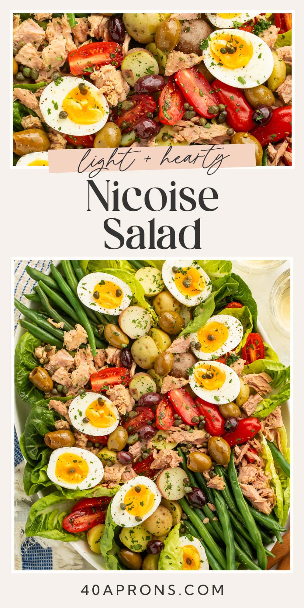 Pin graphic for nicoise salad.