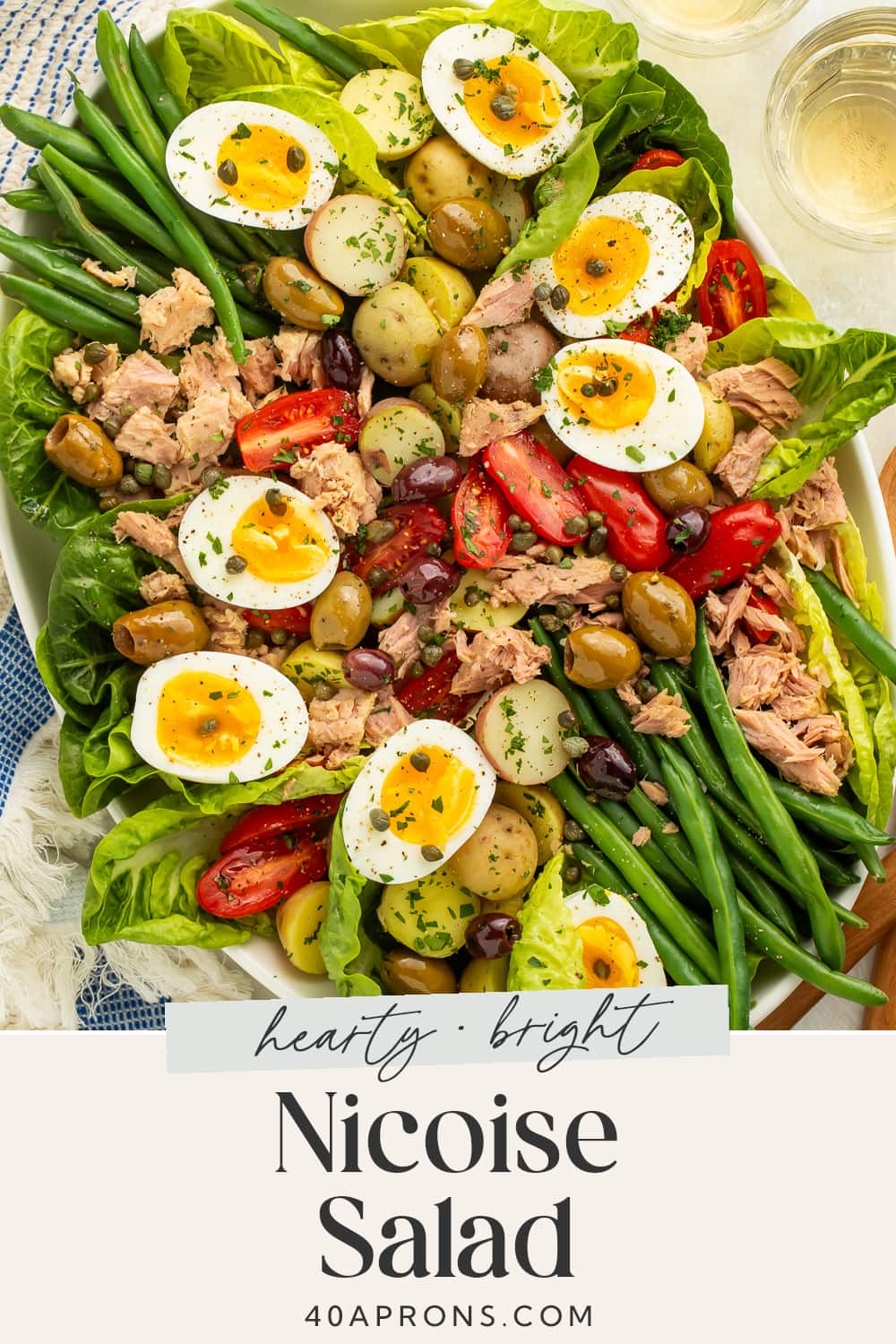 Pin graphic for nicoise salad.