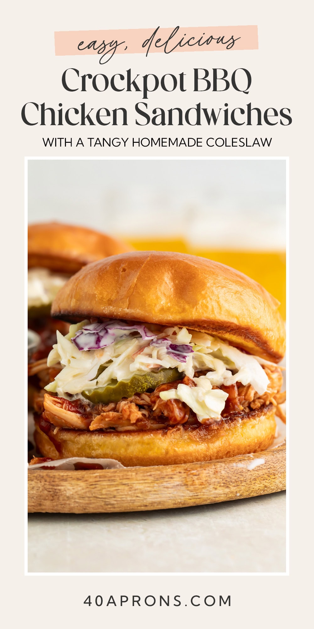 Pin graphic for Crockpot BBQ chicken sandwiches.