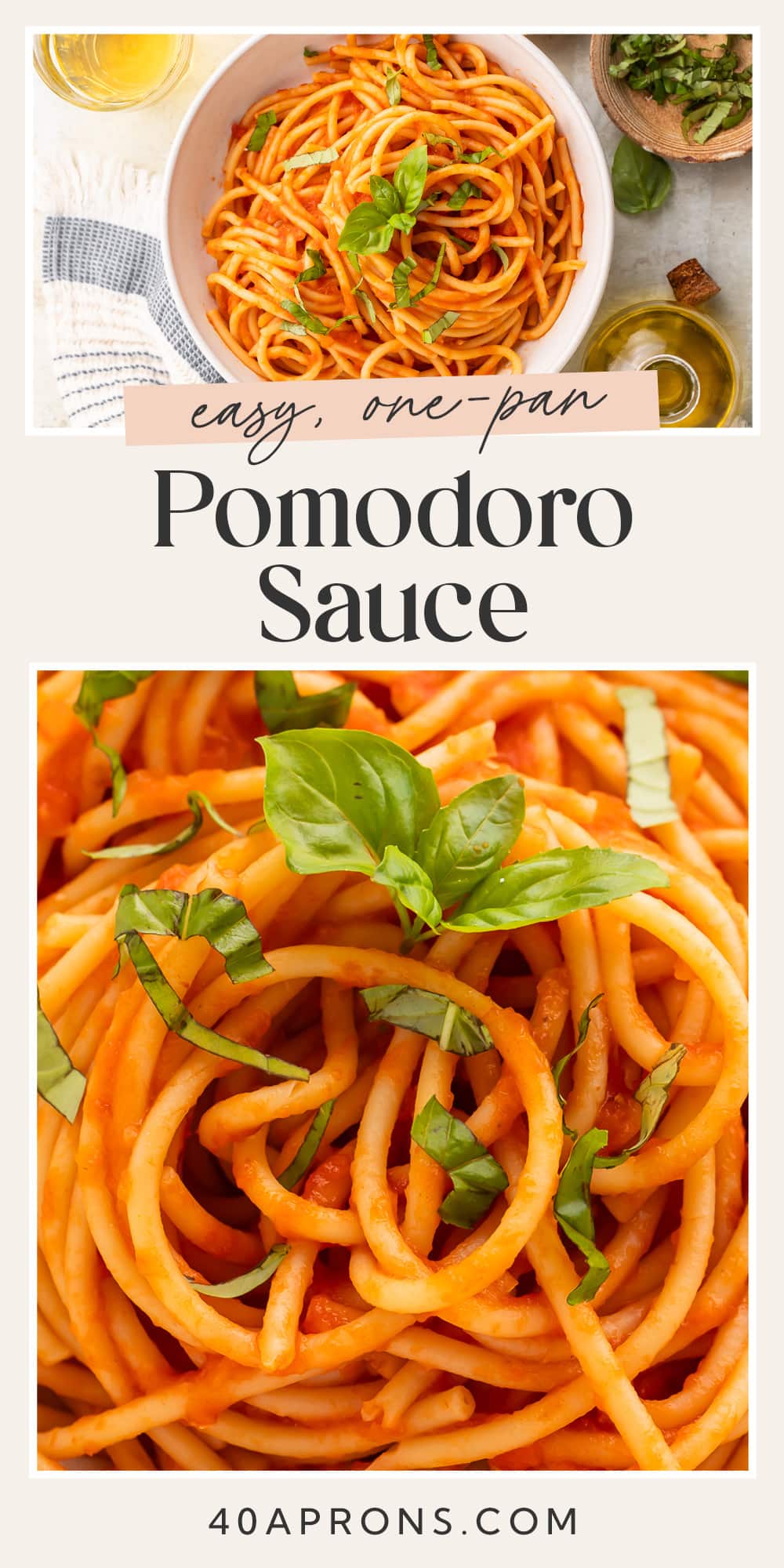 Pin graphic for pomodoro sauce.