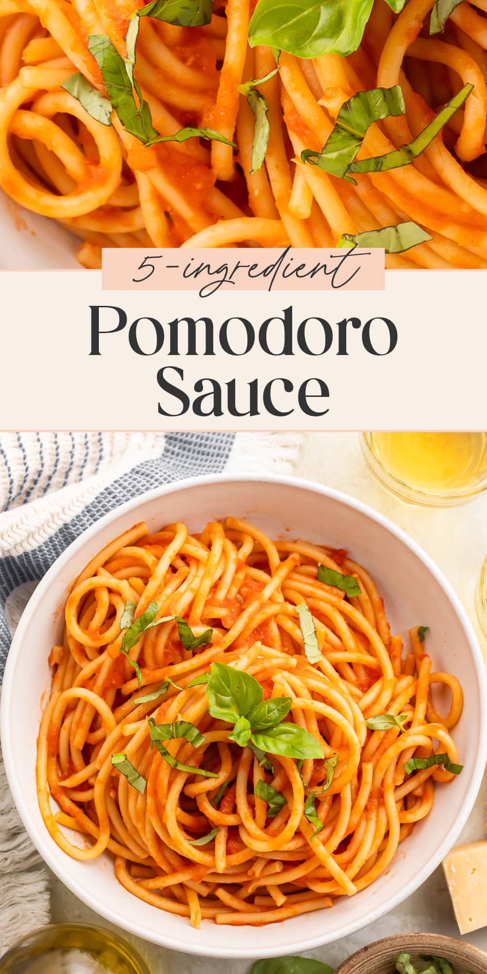 Pin graphic for pomodoro sauce.