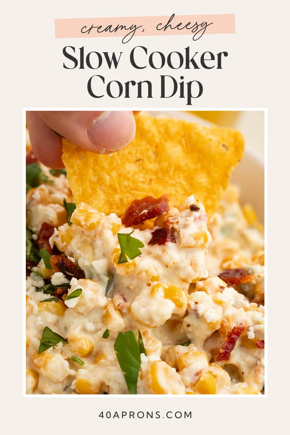 Pin graphic for jalapeño corn dip.