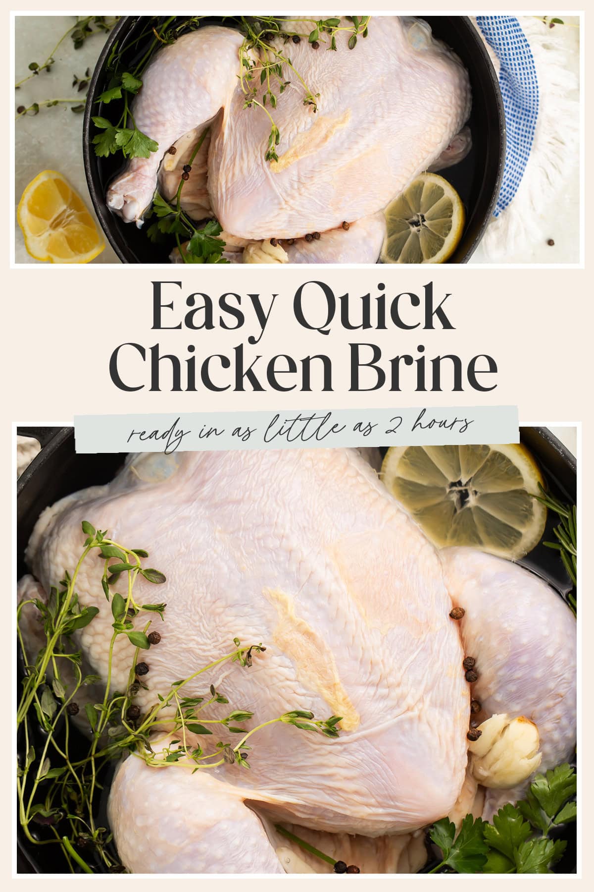 Pin graphic for quick chicken brine.